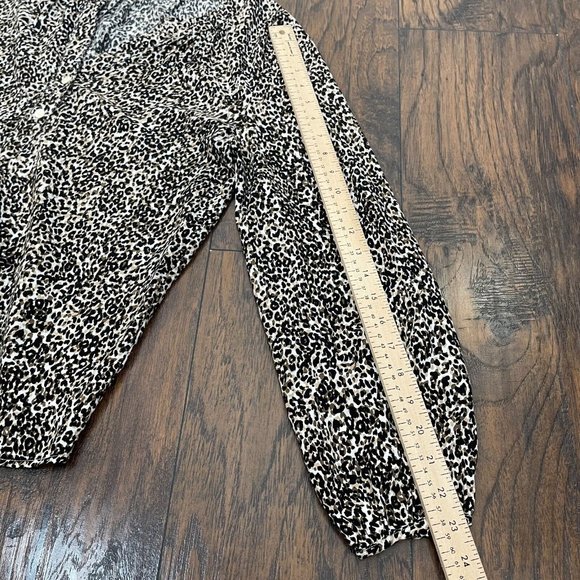 Old Navy Top Medium Leopard Brown Black Long Sleeve Popover Blouse Women's - Picture 10 of 12